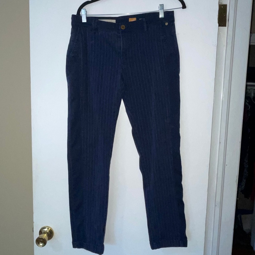 Pilcro & the Letterpress Navy‎ Pinstripe Denim Pants Women's Size 28 Hyphen Fit